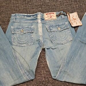 Mens True Religion Blue Bootcut Jeans Y2K Denim Style